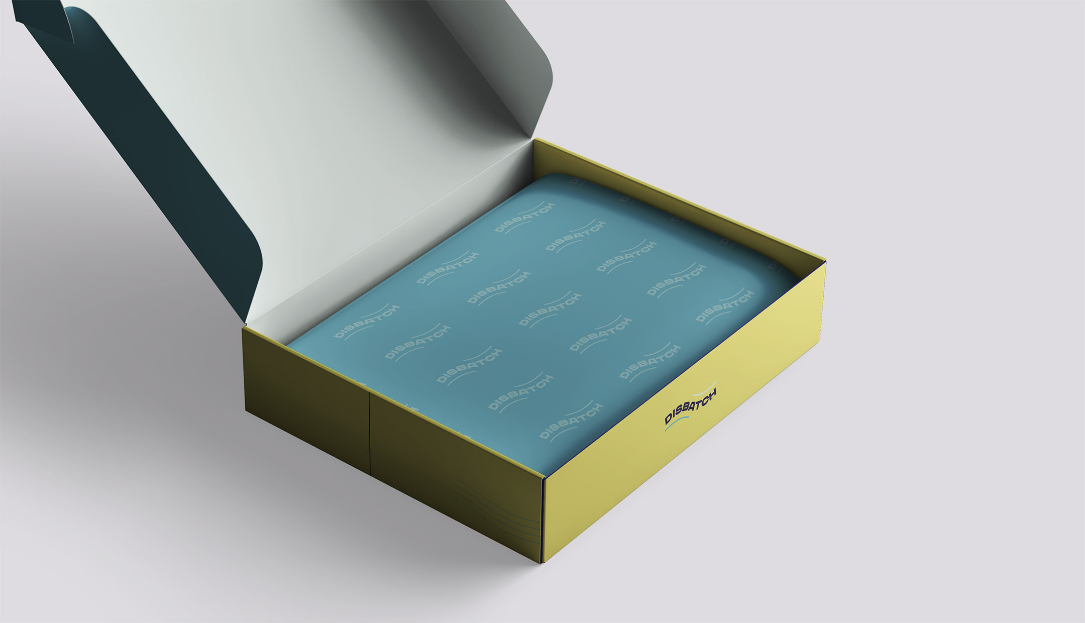 Disbatch packaging design for brownie boxes with the lid open