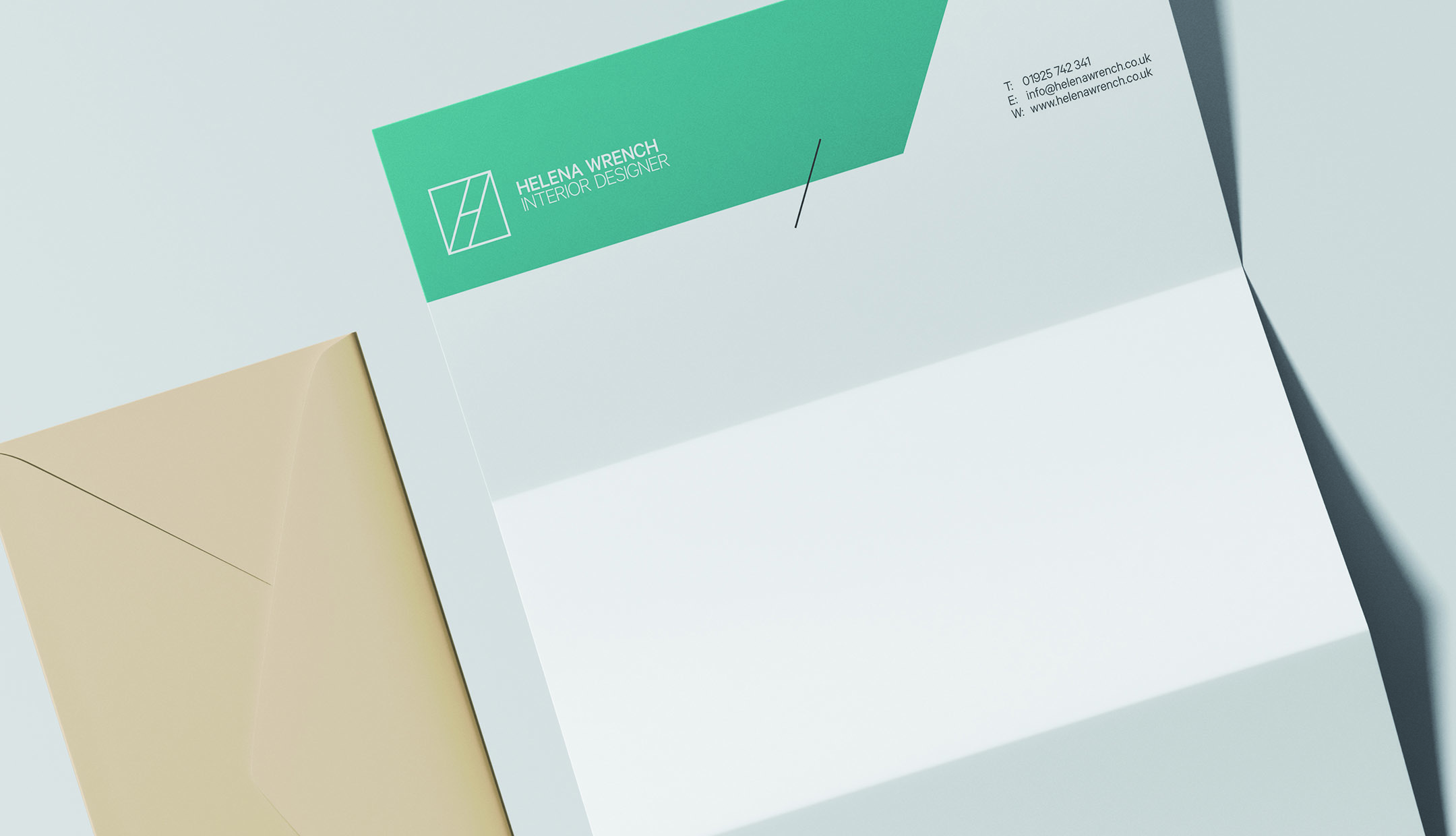 Helena Wrench letterhead and envelope design