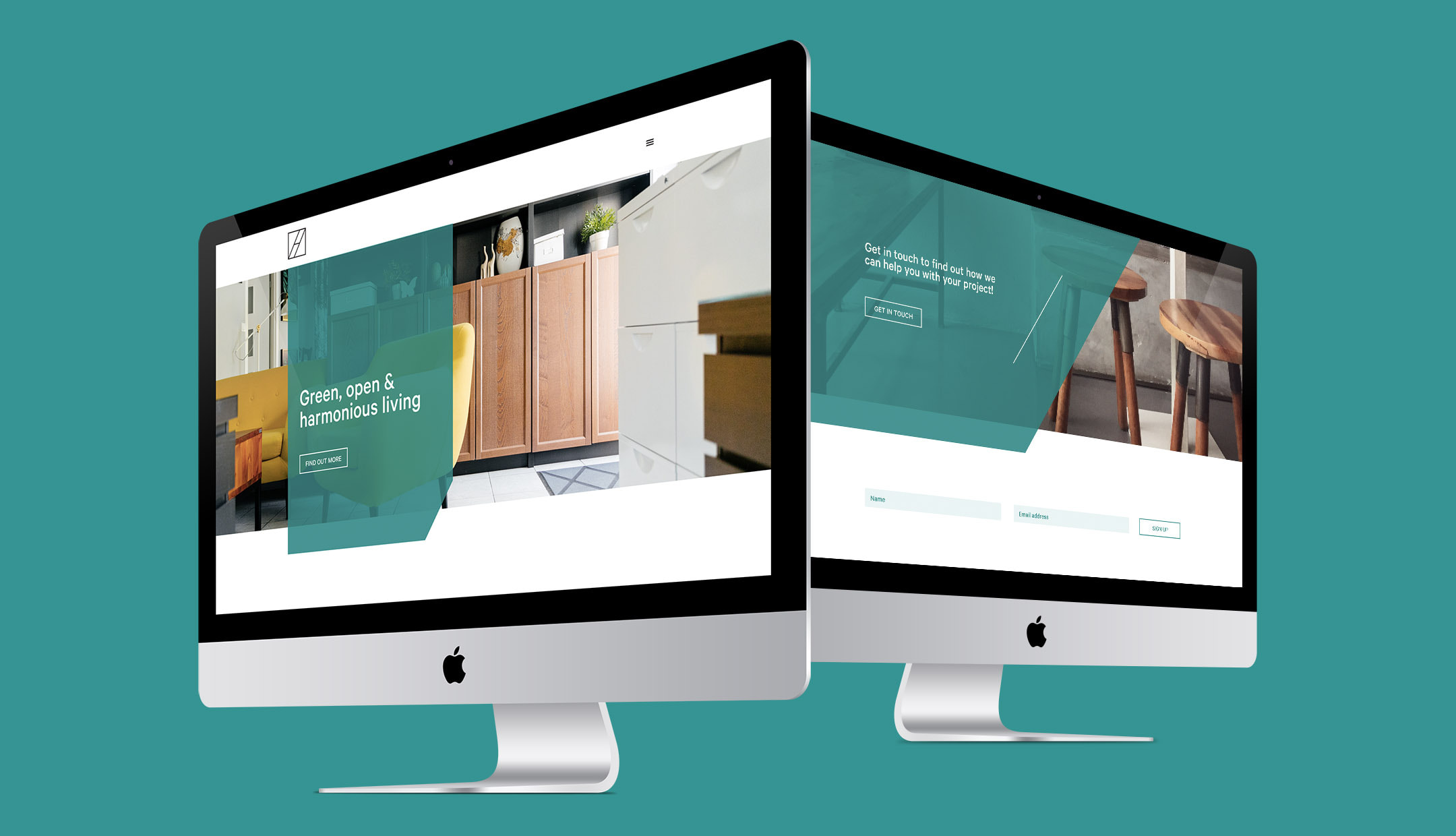 Helena Wrench website design on iMacs