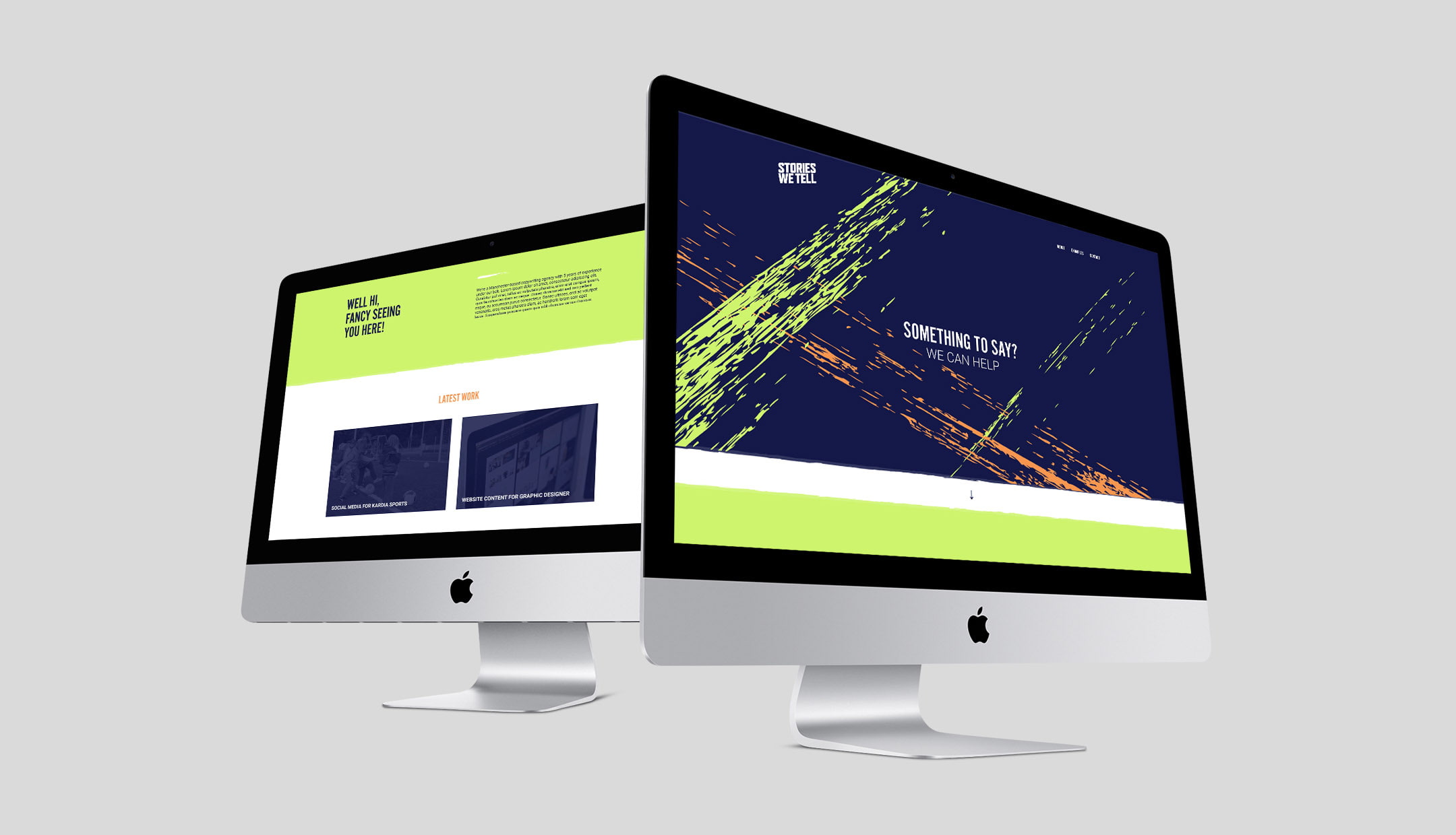 Stories We Tell homepage website design on iMac